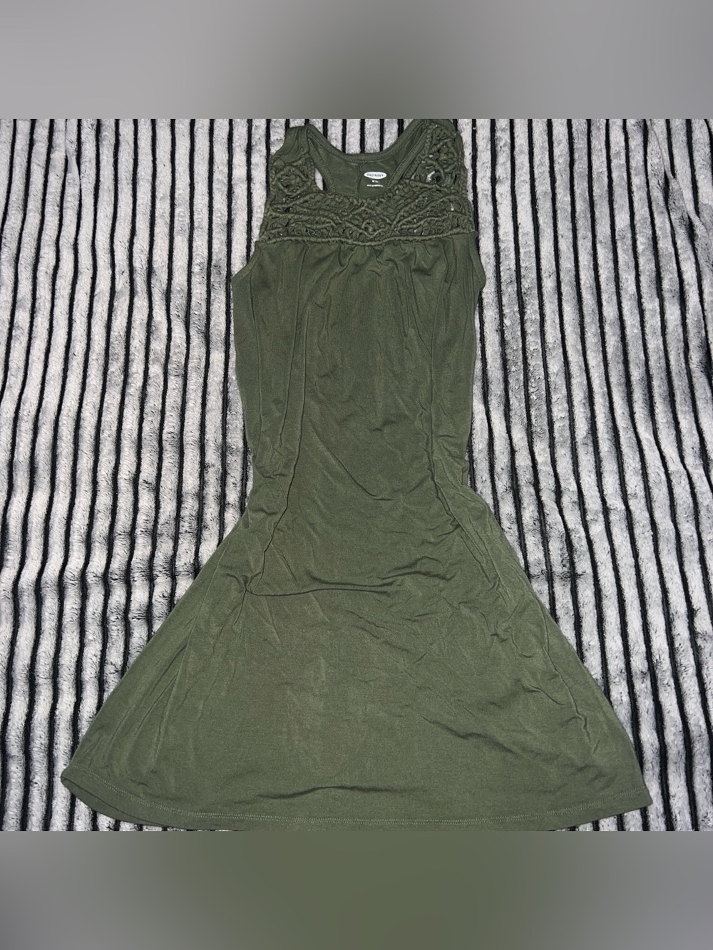 Old Navy Olive Green Crochet Yoke Midi Dress